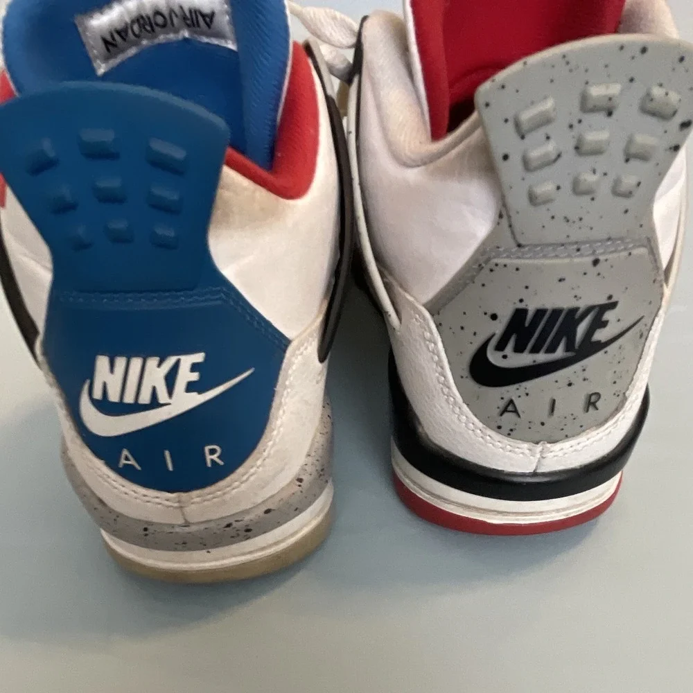 Nike Air Jordan 4 Men's Mid Top Leather Lace-Up Colorblock Basketball Shoes